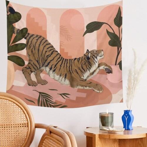 Tiger Ainmal Cartoon Dorm Room Painted Wall Hanging Boho Decor Wall Tapestry Decoration Mural Hippie Tapiz Gobelin Home Decor