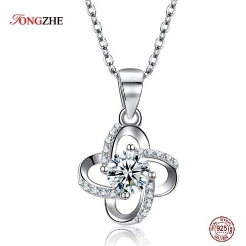 TONGZHE Genuine 925 Sterling Silver Flower Pendant Necklace Infinite AAA CZ Fashion For Women Wedding Anniversary Gift Hot Sale