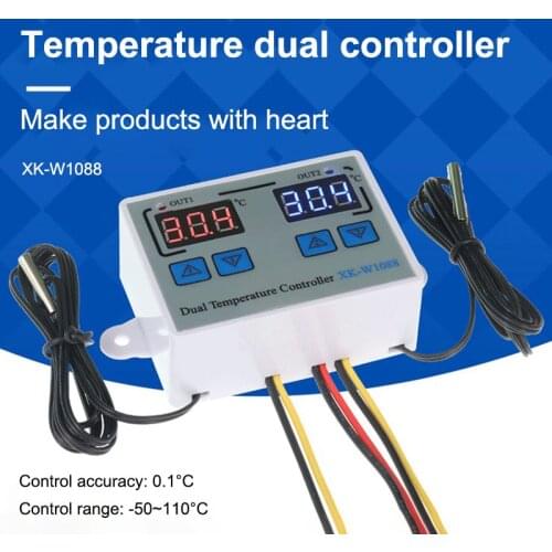 XK-W1088 computer digital display intelligent dual-control electronic thermostat dual-display dual-temperature adjustable
