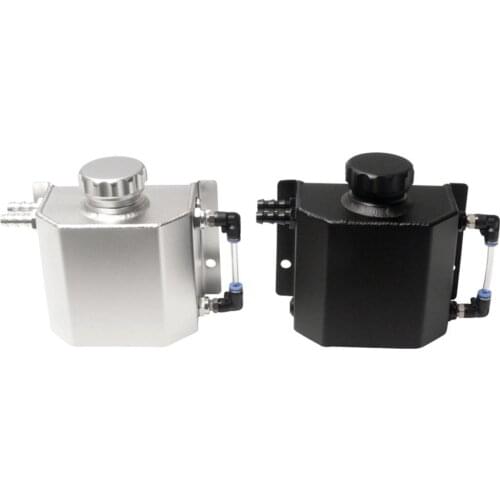 Universal Car Aluminum Alloy 1L Oil Catch Can Fuel Tank Black Silver Auto Reservoir Breather accessory For trucks coupes sedans