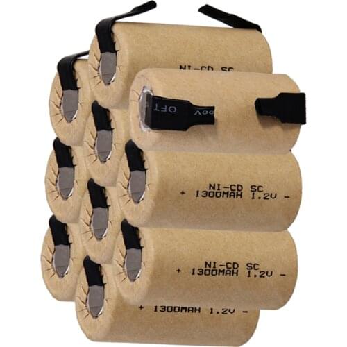 Yeckpowo 10 pcs SC battery 1300mAh 1.2V NICD subc screwdriver drill batteries for Bosch Mikita Dewalt Hitachi electric tools