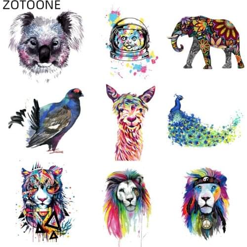 ZOTOONE Iron on Transfers for Clothes Colorful Animal Patches Cartoon Lion Patch for Kids Ironing Thermal Sticker DIY Applique D