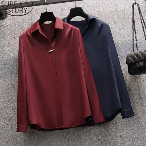 Autumn and Winter New Shirt Women Plus Size Loose Clothing Turn Down Collar Shirt Pullover Fashion Long Sleeve Blouse Tops 16667