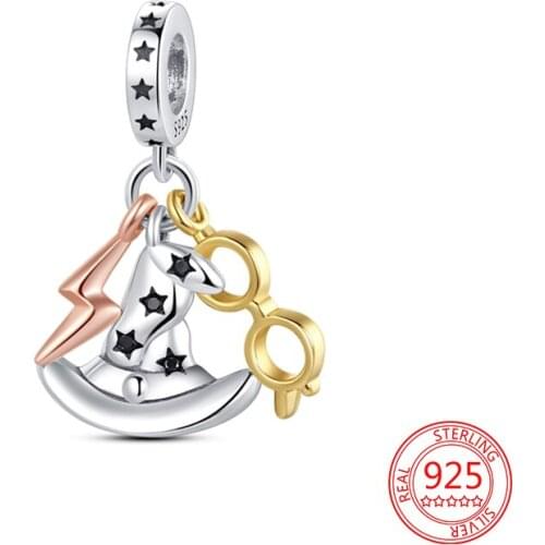 New HOt 925 Sterling Silver Hat Lightning Eyes Dangle Beads Fashion Jewelry Fit Original Pandora Charms Bracelets DIY Women