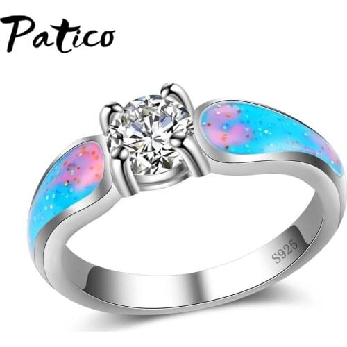 Clear Round Cubic Zirconia Rings For Women 925 Sterling Silver Jewelry Finger Rings For Party Top Quality Opal Stone Ring