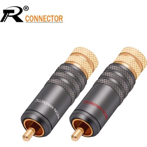 10pcs/5pairs RCA Connector Luxury Copper RCA male Wire Connector gold plating audio adapter speaker plug for 8.5MM Cable