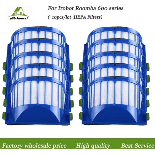 10pcs/lot New AeroVac HEPA Filter for iRobot Roomba 600 Series 610 620 625 630 650 660 filters Vacuum Cleaner Accessories