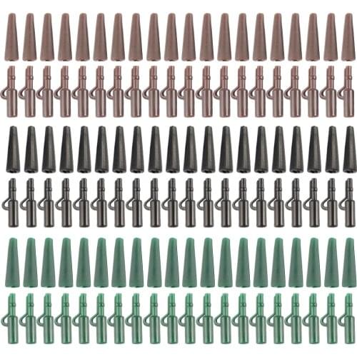 120pcs Fishing Terminal Tackle Carp Pesca Fishing Accessories Set Safety Lead Clips with Tail Rubbers Sleeves