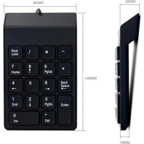 18 Keys Number Pad Keyboard USB Wire Mini Keyboard for Laptop Desktop PC Pro Numpad Keyboard