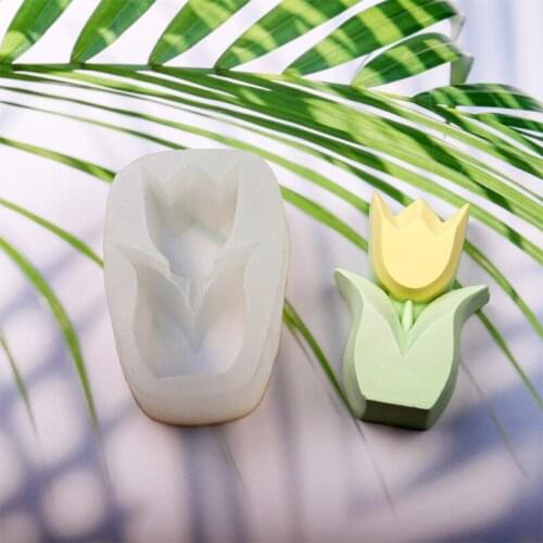 2 Pcs 3D Tulip Scented Wax Candle Silicone Mold Diffuser Mold DIY Soap Mould Home Decoration Supplies