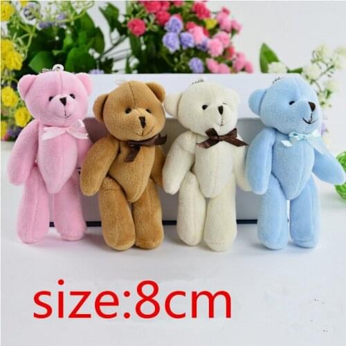 4Piece 8cm Kawaii Small Teddy Bears Plush Soft Toys Stuffed Animals Ted Dolls for Children girlfriend Gifts