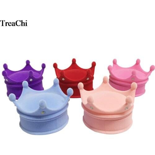 50Pcs Fashion Velvet Ring Display Case Princess Crown Shaped Earrings Storage Container Cute Little Girl Necklace Ring Gift Box