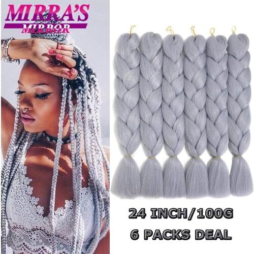 Braiding Hair 24 Inch Synthetic Jumbo Braid 6 Pcs Bulk Hair Extensions For Crochet Braids Pure/Ombre Color KaneKalon Hair Braids