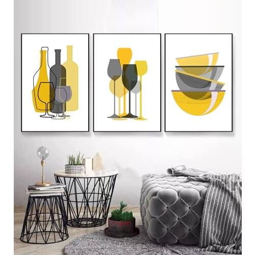 Abstract Glass Tableware Scandinavian Canvas Painting Nordic Wall Art Pictures Poster Print For Dining Room Home Decor Unframed