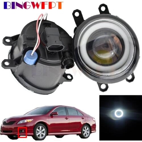 Car LED Bulb Front Fog Light + Angel Eye DRL Daytime Running Lamp For T oyota Camry 2006 2007 2008 2009 2010-2012