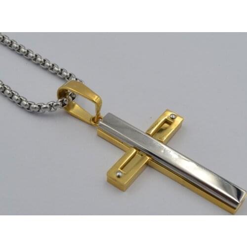 SUNNERLEES Stainless Steel Jesus Christ Cross Pendant Necklace Beads Link Chain Silver Color Gold Plated Men SP122