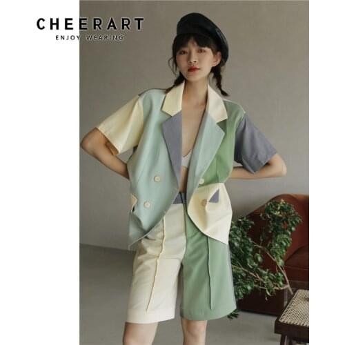Женские пиджаки с коротким рукавом Cheerart China At AliExpress
