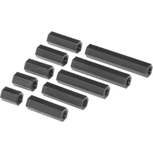 Black M3 height 6 8 10 11 12 15 18 20 22 25 30mm nylon nut female hexagon spacer black standoff board isulation plastic nut SSLY