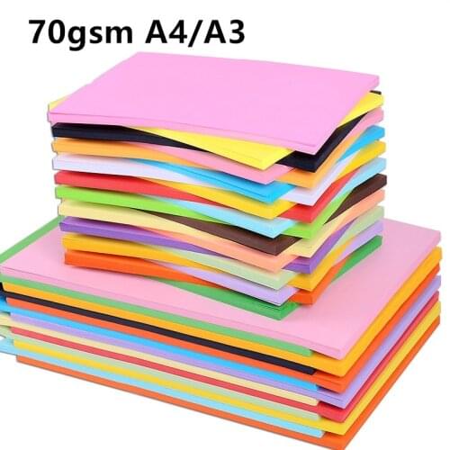 100pcs 70gsm Colorful A4/A3 Kraft Paper a4 paper printer tracing copy paper Children DIY Handmade Origami Craft Paper