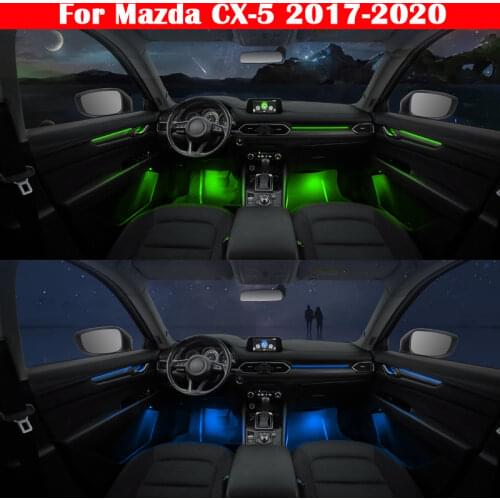 For Mazda CX-5 2017-2020 Car Ambient Light Set Button Control Decorative 64-Color illuminated Atmosphere Lamp LED strip