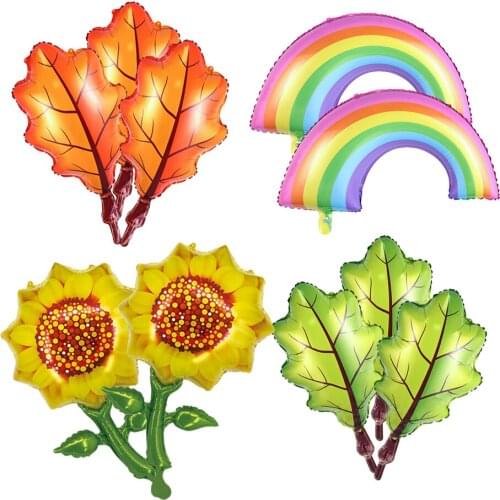 Helium Gas Aluminum Foil Balloons Sunflower Rainbow Leaf Balloon Decoration Baby Shower Birthday Party Decorations Balloons