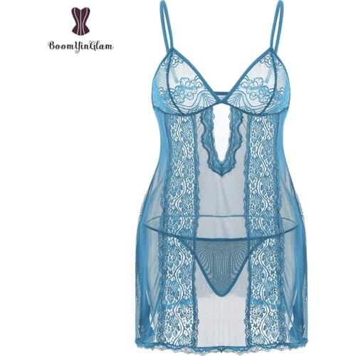 Hot Nightwear Costume Backless Pyjamas Sexy Dress Woemen Sexy Lingerie With Thong Size S To 2XL