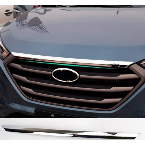 BBQ@FUKA Chrome Car Front Hood Bonnet Lip Molding Cover Trim Bar for Hyundai Tucson 2016-2018 Car Exterior Accessories Styling