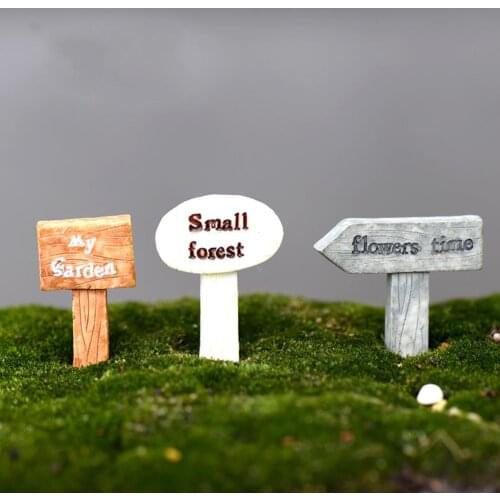 1Pc Cute Fingerpost Mini Garden Landscape Miniature Ornaments DIY Scenery Forest Sign Table Desktop Figurines Supplies