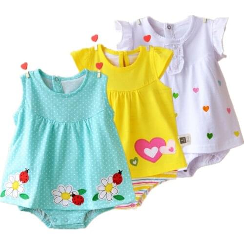 Baby Girl Rompers Summer Infant Jumpsuits Roupas Bebes Colorful Cartoon Newborn Princess Skirt Toddler Girls Clothes