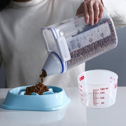 Pet Dog Feeder Storage Food Container Moisture Proof Sealed Storage Boxes Anti-oxidation Large Capacity 2KG With Measuring Cup