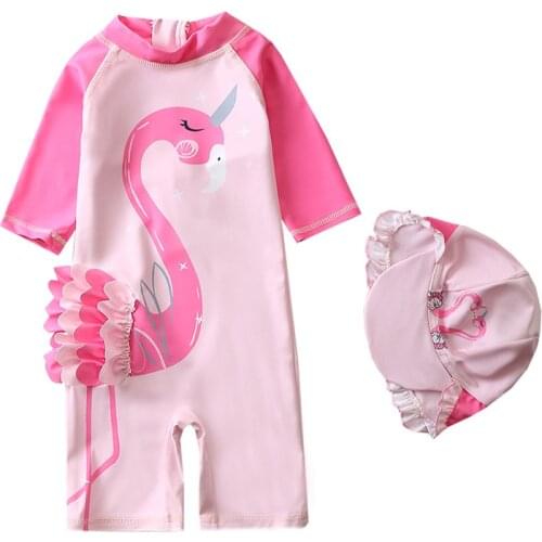 Baby Girl Swimwear Unicorn Surf Suit Swimsuit Bathing Suit 9M-6Y Pink 3D Frill Flamingo Octopus Swimwear Kids UV Protect YZ20046