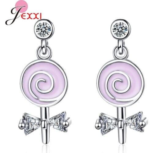 Top Sale Sweet 925 Sterling Silver Lollipop Pendant Drop Earrings Women Girls Fashion Dangle Earrings New Year Gifts