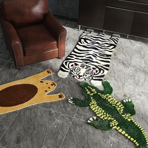 Wool Blend Floor Rug For Home Living Room Sofa And Coffee Table Moderna Crocodile Tiger Bear Animal Pattern Handmade Carpets
