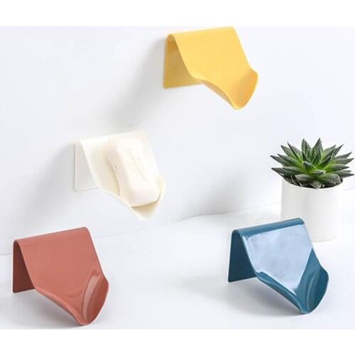 2 Pieces Soap Holder Drainer Bathroom Kitchen Wall Mounted Adhesive Soap Rack Stand Storage Shelf