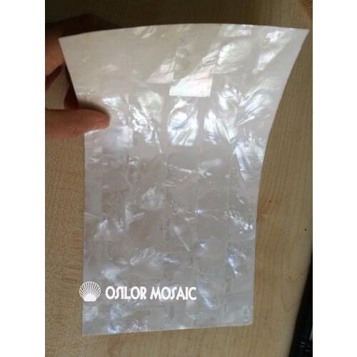 Natural white color mother of pearl laminate sheet brick pattern shell veneer self-adhesive sticker backing 140x240mm