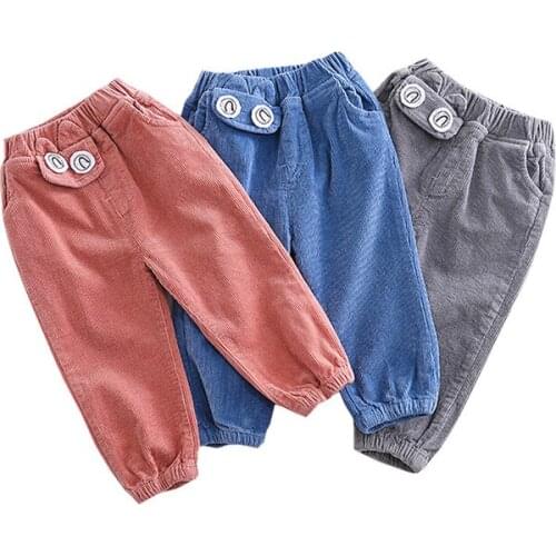 2019 Autumn Kids Pants High Quality Corduroy Trousers for Boys Elastic Waist Toddler Girls Pants 1 2 3 4 5 Years Children Pants