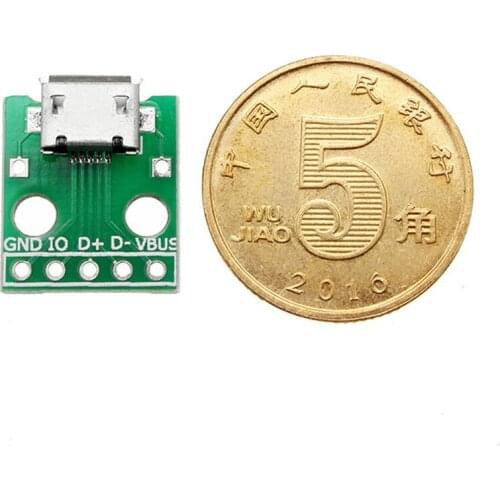 40PCS Micro USB To Dip Female Socket B Type Microphone 5P Patch To Dip With Soldering Adapter Board for RC Drone FPV Robot