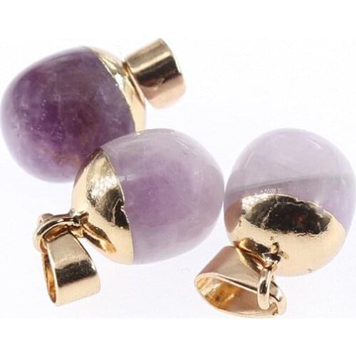 Initial Small Stone Pendant Genuine Crystal Round Smooth Agates Edged DIY Charm Necklace Assorted Color