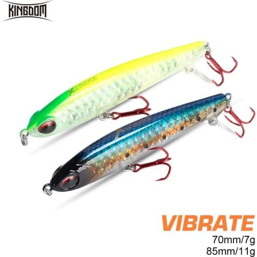 Kingdom Fishing Lures 85mm 70m Vibrate Sinking Pencil Artificial Plastic Hard Baits Good Action Wobbler For Pike Fishing Goods