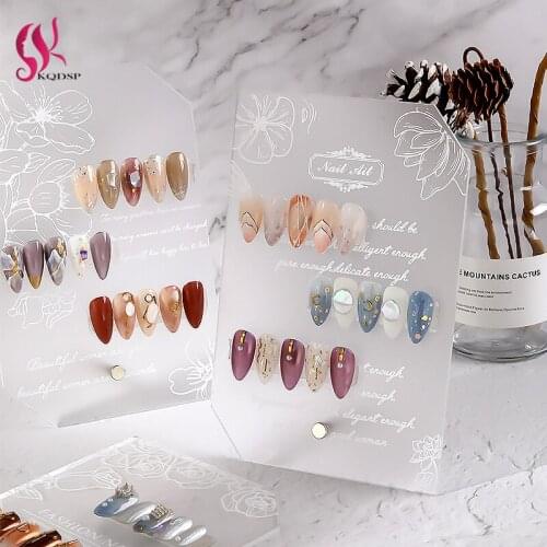 3D Transparent False Nail Art Display Board Acrylic Practice Showing Manicure DIY Photo Frame Tools Color Card Chart Background