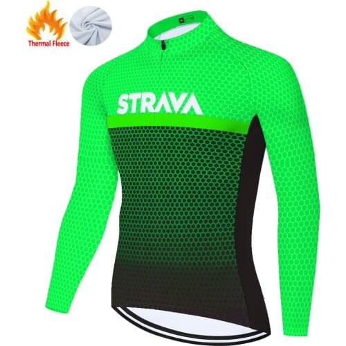 Ropa ciclismo invierno ​​​2021 STRAVA cycling jersey Winter Thermal Fleece jersey ciclismo hombre manga larga