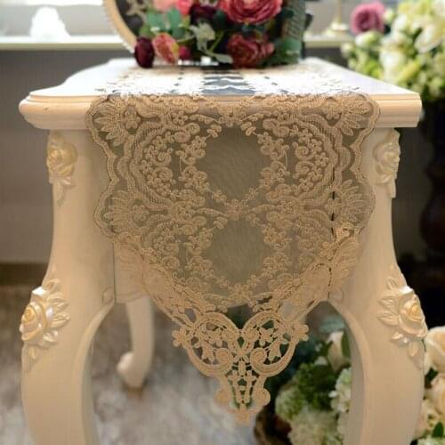 Luxury Embroidery Table Runner Lace Table Runner Bed Flag TV Cabinet Cover Cloth Pastoral Table Flag Table Cloth Home Decor