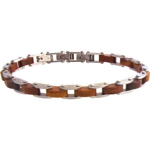 Runda 2020 Summer Fashion Real Wooden Bracelet for Men Jewellery Stainless Steel Bangles