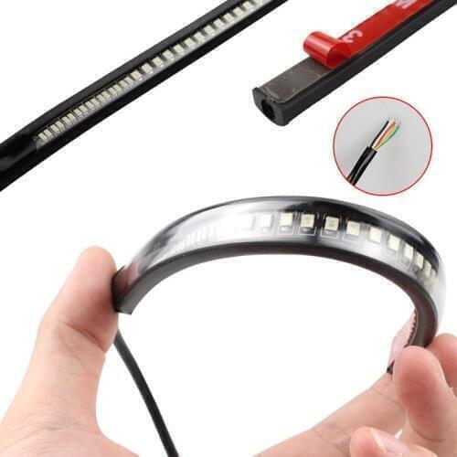 Turn Signal Tail Rear Brake Stop Bulb Lamp SMD3014 SMD3528 Brake Light Ual Color Flexible 48 LED Motorcycle Light Bar Strip Tail