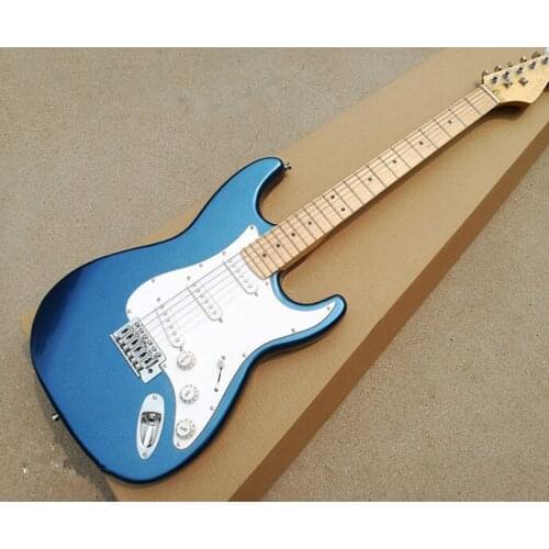 Blue electric guitar and 3 pickup cards, white guard board, maple cardboard, provide cutting, free delivery