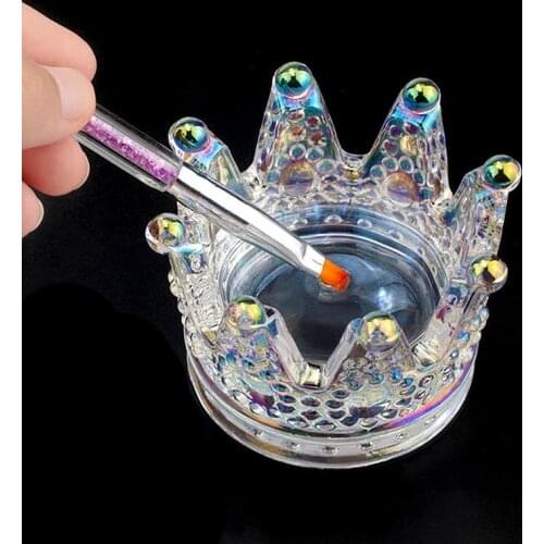 Embossed Glass Crown Nail Brush Displayer Stand Acrylic UV Gel Painting Pen Displayer Holder Manicure Tools