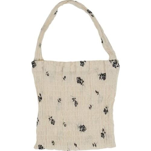 Torebki Damskie Vintage Rose Print Shoulder Bag Lightweight Chiffon Shopping Bag Womens Reusable Luxury Handbag