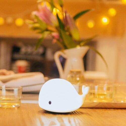 LED Night Light Lamp Cute Silicone Whale 6Color Change Kid Room Bedroom Gift