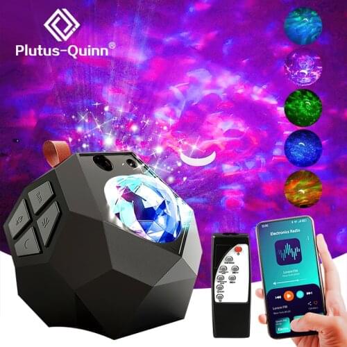 LED Star Galaxy Projector Ocean Water Ripple Night Light Bluetooth Music Player Star Night Light Decoration Bedroom Lamp Gifts