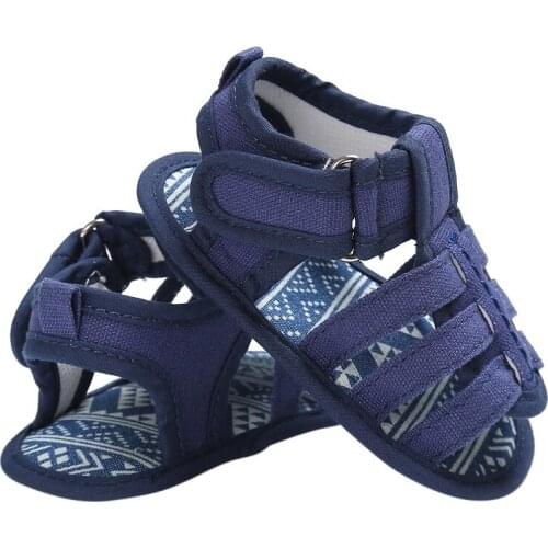 Newborn Baby Shoes Boys Summer Breathable Canvas First Walkers Blue Jeans Anti Slip Moccas